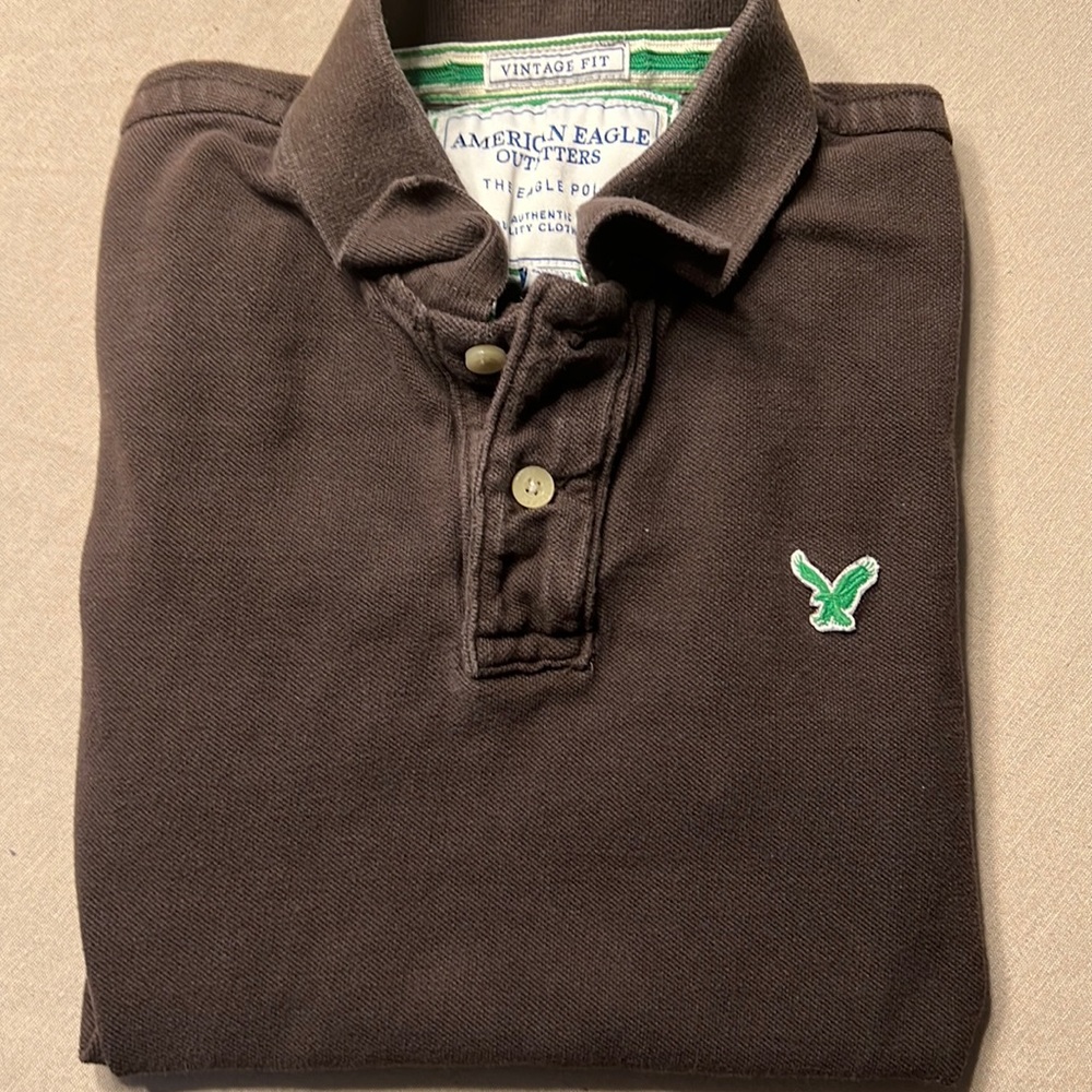 American Eagle Brown Polo Shirt - short sleeve size Small.